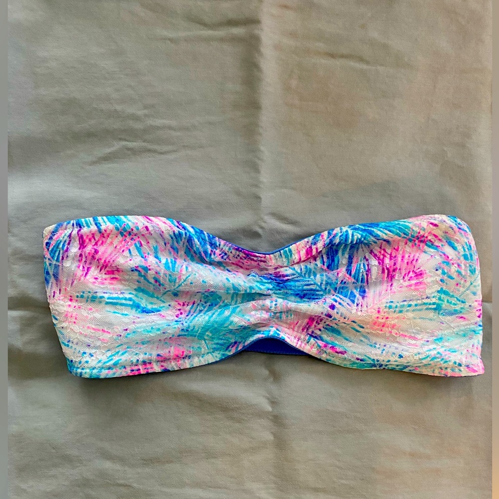 Lace bandeau swim top